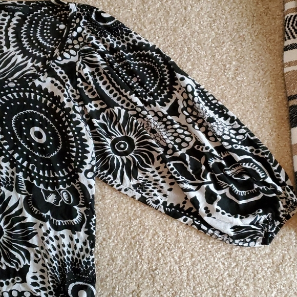 Karen Kane black and white mesh abstract print floral blouse size xl euc - Picture 4 of 5